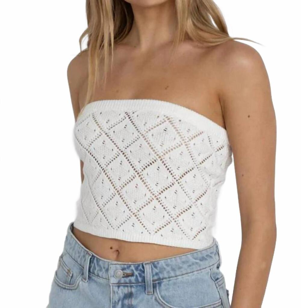 NEW RHYTHM. islander strapless knit top in white